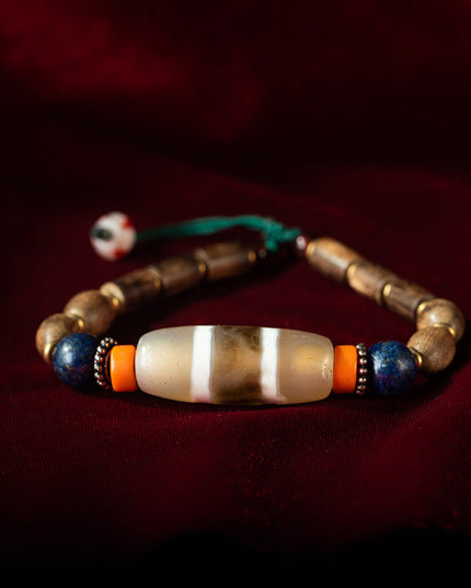 Double-Line Three-Color Medicine Buddha Dzi Bracelet – Collectible Energy and Spiritual Healing