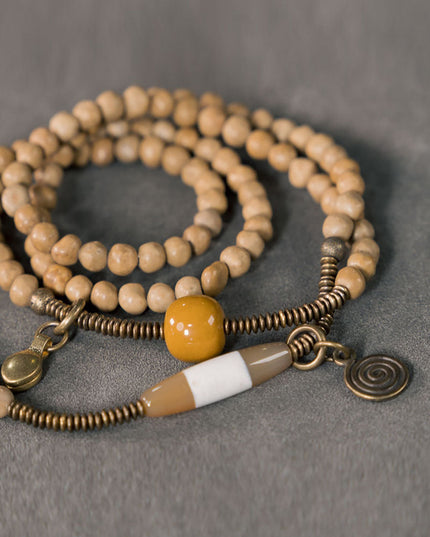 Serenity Agate & Relic Stone Bracelet with Brass Accents