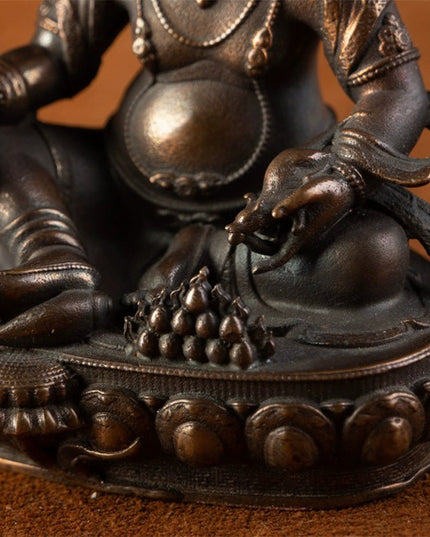 Yellow Jambhala Inch Buddha Tibetan Antique  Statue Lima Copper From Tashi Lhunpo Monastery