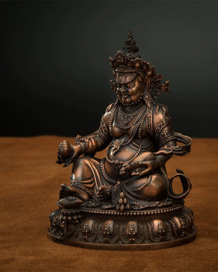 Old Crafts Yellow Jambhala Tibetan Antique Buddha Statue Lima Copper From Jokhang Monastery