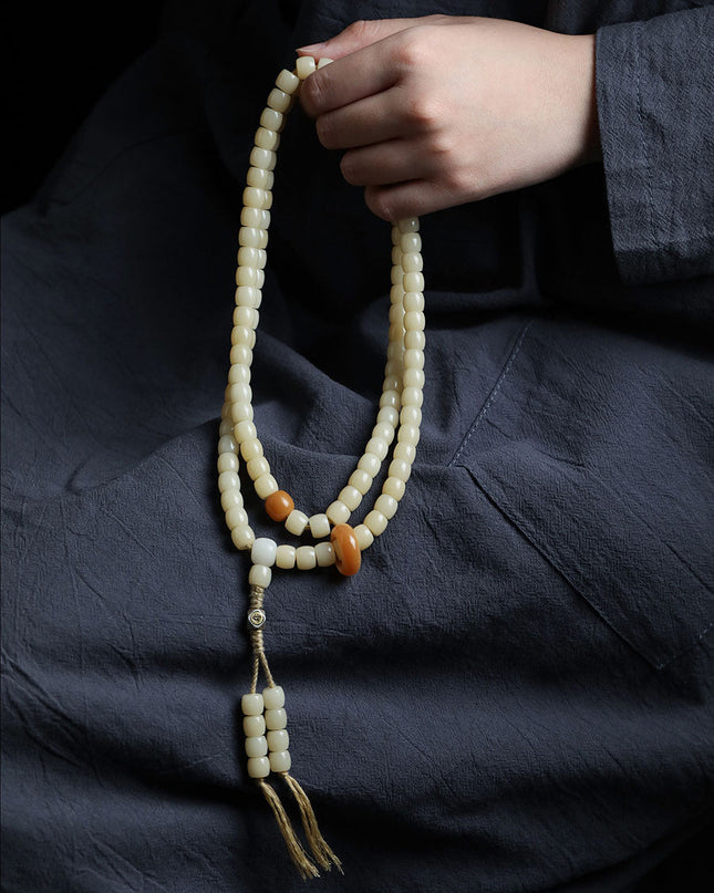 Natural White Jade Bodhi Bead Bracelet & Necklace – With Protective Energy