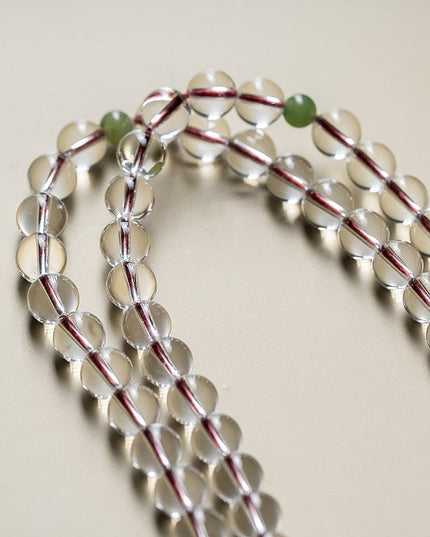108 Mala Blessings Necklace & Bracelet – Clear Quartz & Green Jade Necklace and Bracelet