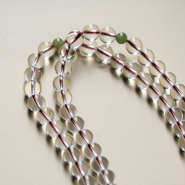 108 Mala Blessings Necklace & Bracelet – Clear Quartz & Green Jade Necklace and Bracelet