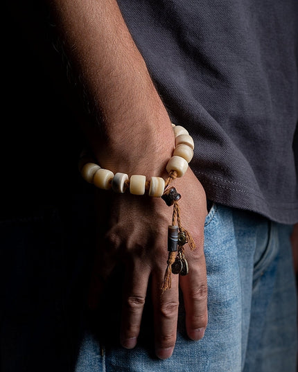 Yak Bone Bracelet – Handcrafted Tibetan Blessing Talisman