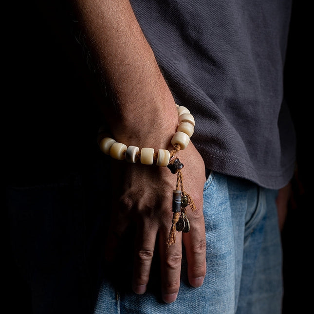 Yak Bone Bracelet – Handcrafted Tibetan Blessing Talisman