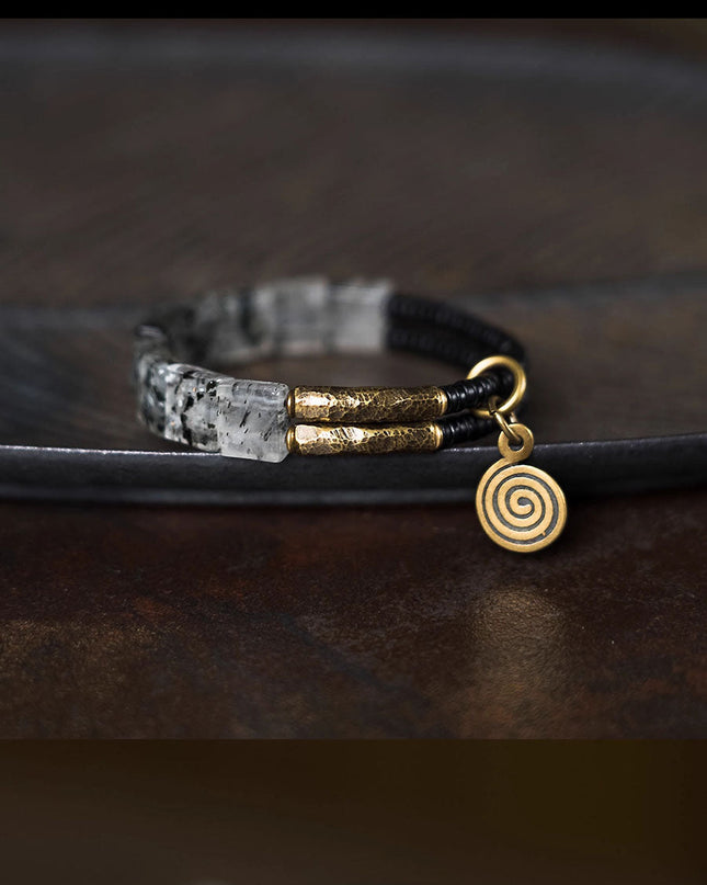 Eternal Clarity Obsidianwood & Super Seven Crystal Bracelet