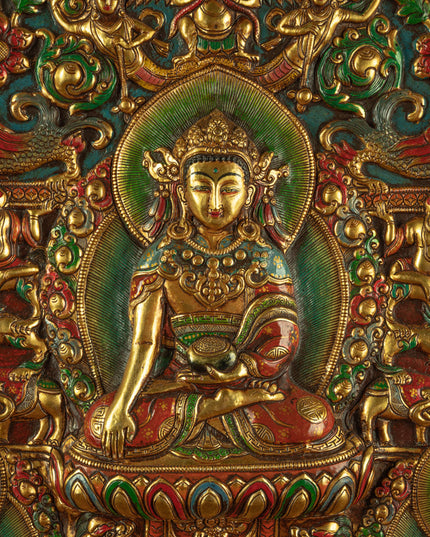 Radiance of Compassion – 19th Century Gilt Copper Jowo Buddha Wall Thangka