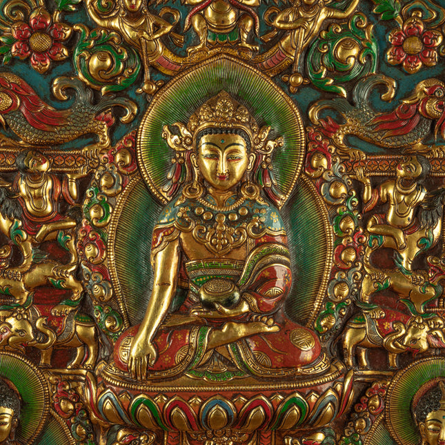 Radiance of Compassion – 19th Century Gilt Copper Jowo Buddha Wall Thangka