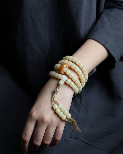 Natural White Jade Bodhi Bead Bracelet & Necklace – With Protective Energy