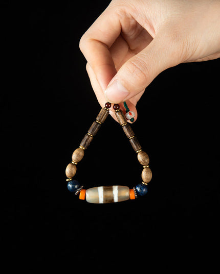Double-Line Three-Color Medicine Buddha Dzi Bracelet – Collectible Energy and Spiritual Healing