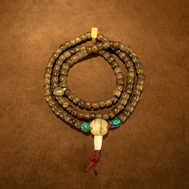 Ancient Harmony – Qing Dynasty Star-and-Moon Bodhi Mala Necklace