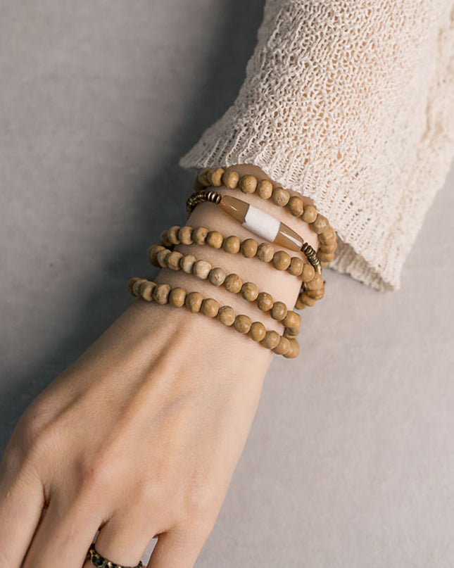 Serenity Agate & Relic Stone Bracelet with Brass Accents