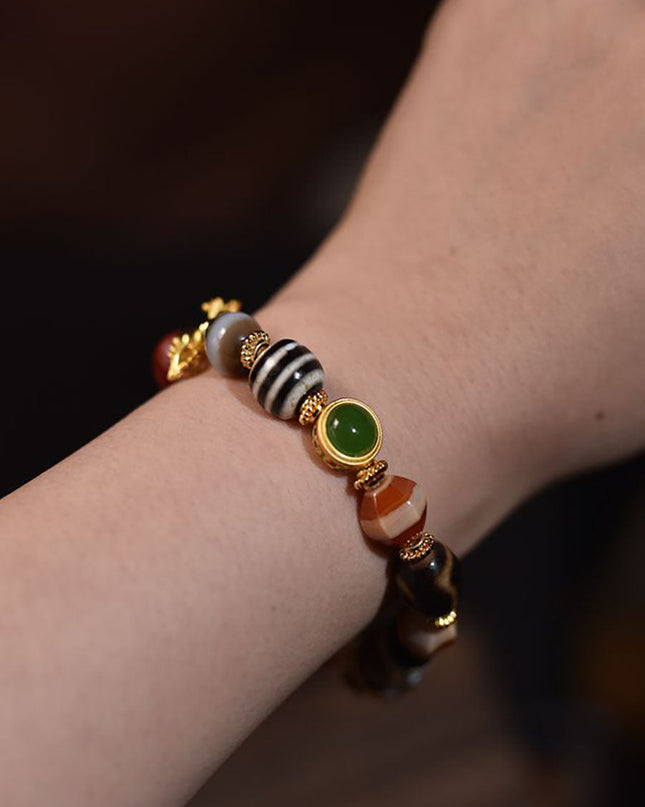 Divine Protection Dzi & Tourmaline Bracelet