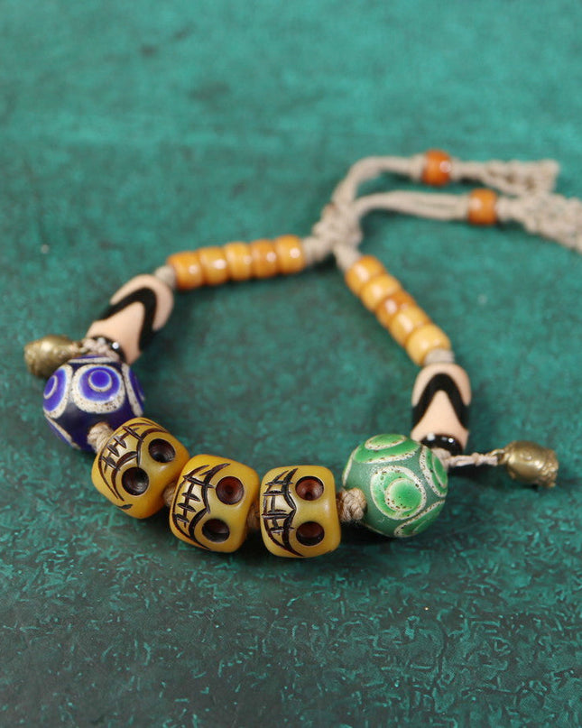 【Unique Item】Powerful tiger tooth, prayer Dzi beads bracelet