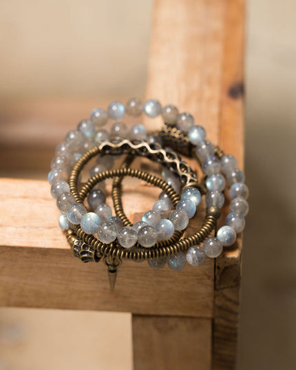 Lunar Glow Labradorite Bracelet with Brass Accents