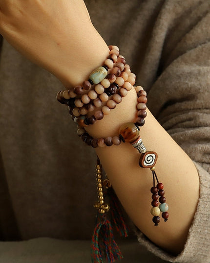 Natural Camel Bone 108 Mala Necklace – Handcrafted Design with Spiritual Protection