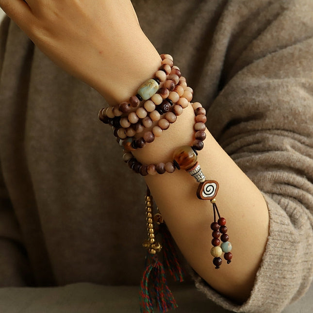 Natural Camel Bone 108 Mala Necklace – Handcrafted Design with Spiritual Protection
