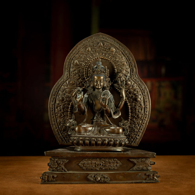 Bodhisattva of Boundless Compassion – 19th Century Four-Armed Avalokiteshvara Statue