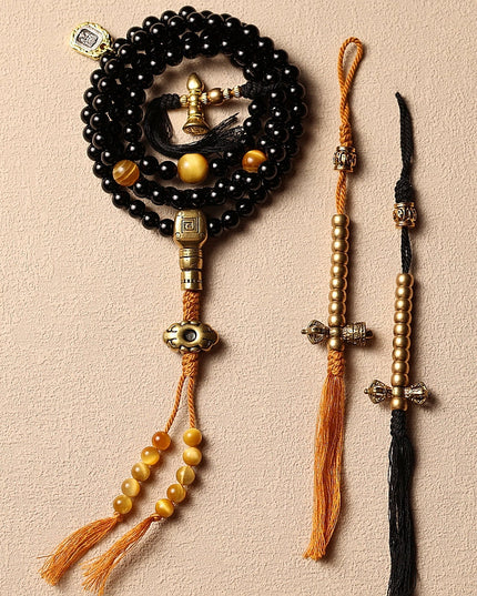 Sacred Protection Mala- Black Agate, Protective Energy, Sacred Design