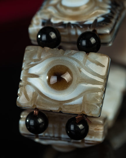 Qing Dynasty Dzi Bead Enlightened Eye Bracelet – Wisdom Energy and Spiritual Protection