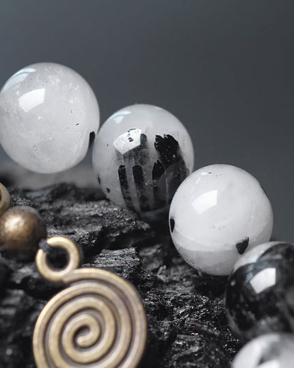 Guardian Energy Bracelet with Black Rutilated Quartz, Ebony & Glaze