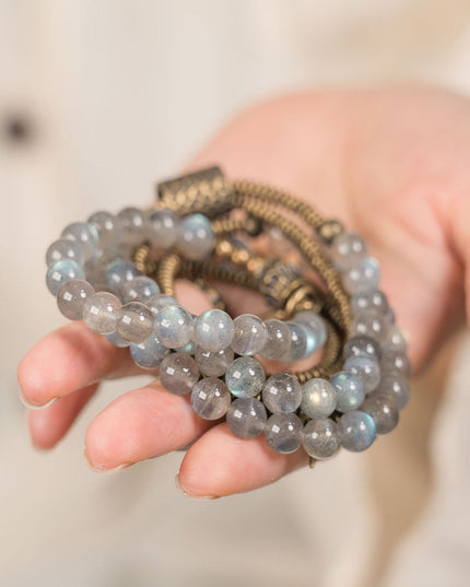 Lunar Glow Labradorite Bracelet with Brass Accents