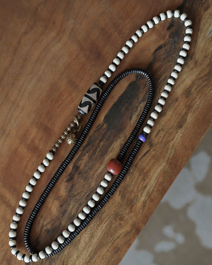 Sacred Wisdom Bracelet with Dzi Bead, Ebony & Deer Bone