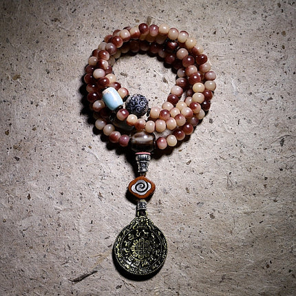 Natural Camel Bone 108 Mala Necklace – Handcrafted Design with Spiritual Protection