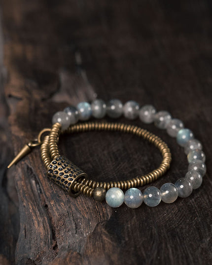 Lunar Glow Labradorite Bracelet with Brass Accents
