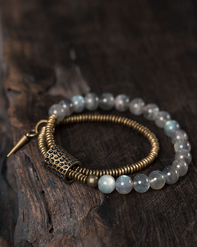Lunar Glow Labradorite Bracelet with Brass Accents