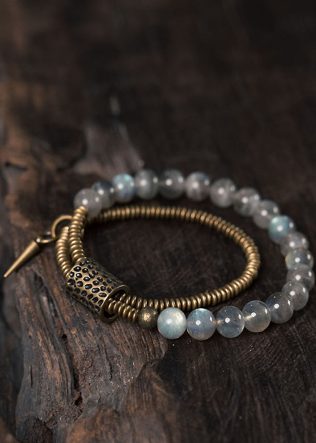 Lunar Glow Labradorite Bracelet with Brass Accents
