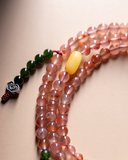 Ember Prayer Mala – South Red Agate 108 Bead Necklace-Bracelet for Spiritual Protection