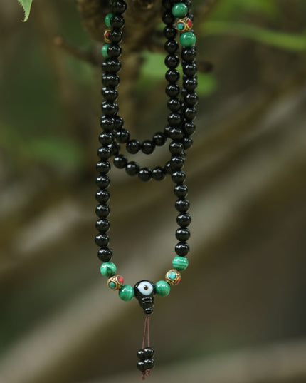Protection Energy Obsidian and Turquoise Mala 108 Mala Beads