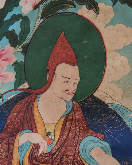 Padmasambhava(One Of the Eight Manifestations of Guru Rinpoche) Tibetan Antique Thangka Purely Hand-painted With Mineral Pigments