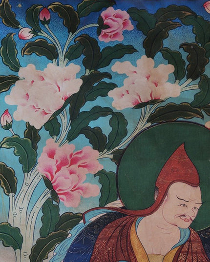 Padmasambhava(One Of the Eight Manifestations of Guru Rinpoche) Tibetan Antique Thangka Purely Hand-painted With Mineral Pigments