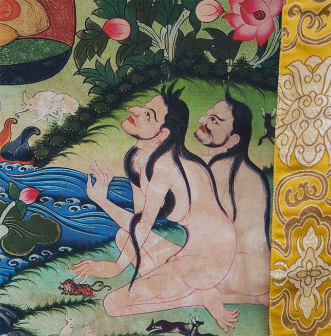 Padmasambhava(One Of the Eight Manifestations of Guru Rinpoche) Tibetan Antique Thangka Purely Hand-painted With Mineral Pigments