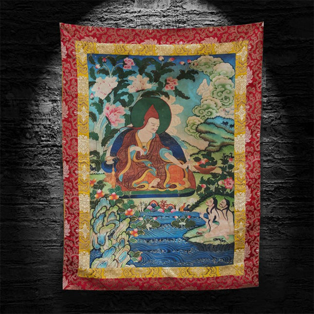 Padmasambhava(One Of the Eight Manifestations of Guru Rinpoche) Tibetan Antique Thangka Purely Hand-painted With Mineral Pigments