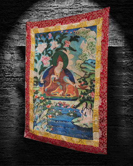 Padmasambhava(One Of the Eight Manifestations of Guru Rinpoche) Tibetan Antique Thangka Purely Hand-painted With Mineral Pigments