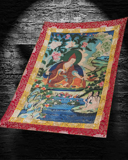 Padmasambhava(One Of the Eight Manifestations of Guru Rinpoche) Tibetan Antique Thangka Purely Hand-painted With Mineral Pigments