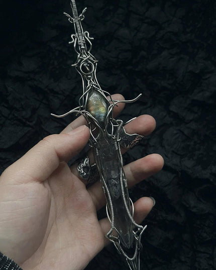 Guardian Blade of Light Clear Quartz Pendant