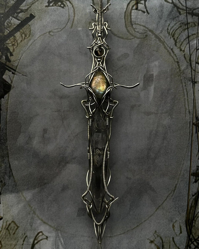 Guardian Blade of Light Clear Quartz Pendant