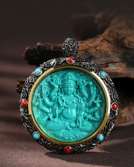 Turquoise Pendant of the Twelve Zodiac Guardian Buddhas