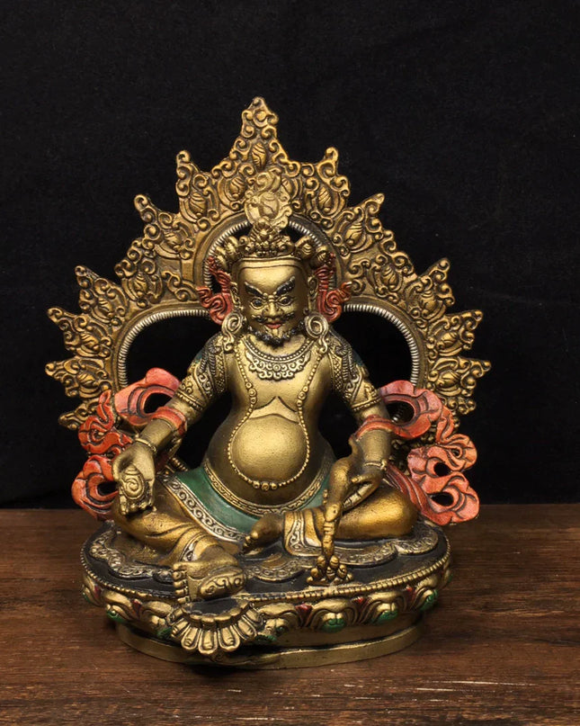 SUKHAVATI Yellow Jambhala FORTUNE Tibetan Statue for Eliminating Poverty