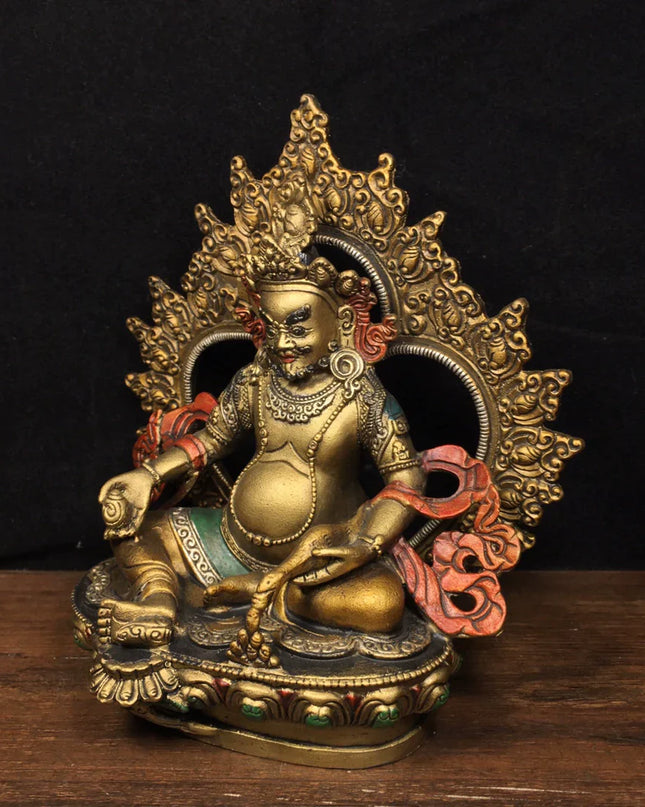 SUKHAVATI Yellow Jambhala FORTUNE Tibetan Statue for Eliminating Poverty