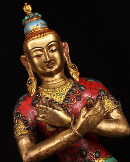 Shakyamuni SPIRIT Tibetan Statue for Eliminating All Disasters  Handmade inlay gem Painted outline