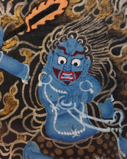 Zodiac Rooster - Hand-Painted Acala Vidyārāja Thangka Pendant - One of the Eight Zodiac Guardian Buddhas