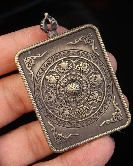 Zodiac Rooster - Hand-Painted Acala Vidyārāja Thangka Pendant - One of the Eight Zodiac Guardian Buddhas