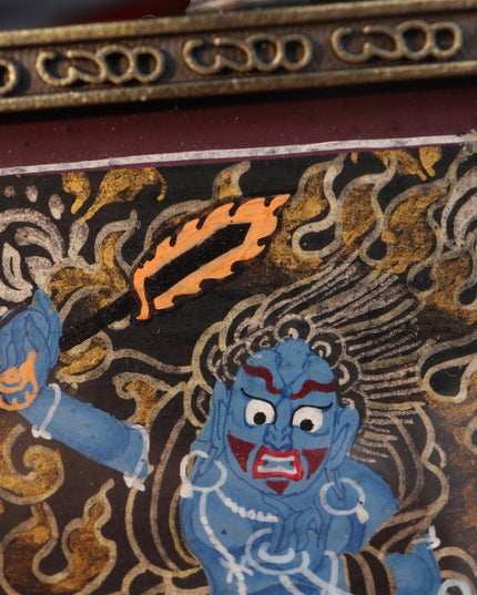 Zodiac Rooster - Hand-Painted Acala Vidyārāja Thangka Pendant - One of the Eight Zodiac Guardian Buddhas