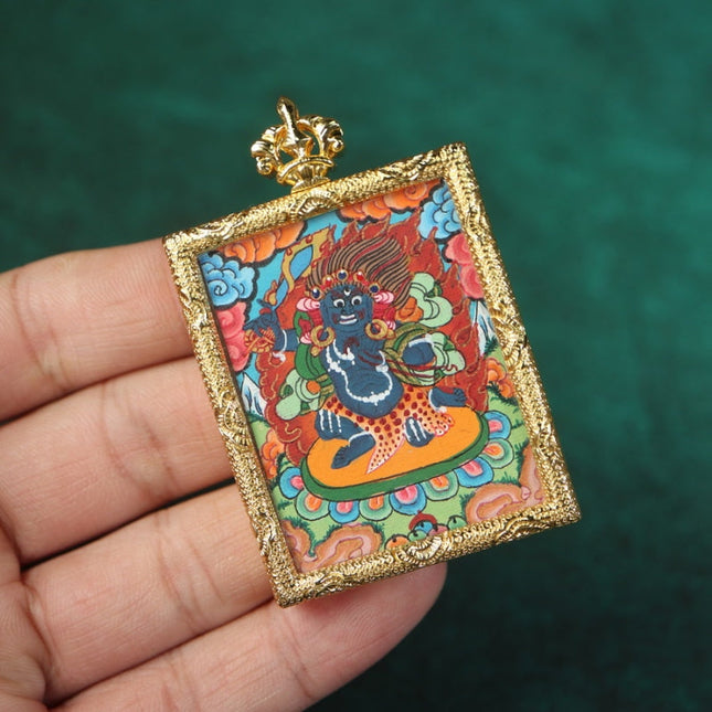 Tibetan Hand-Painted Acala Vidyārāja Thangka Pendant