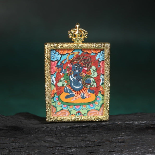 Tibetan Hand-Painted Acala Vidyārāja Thangka Pendant